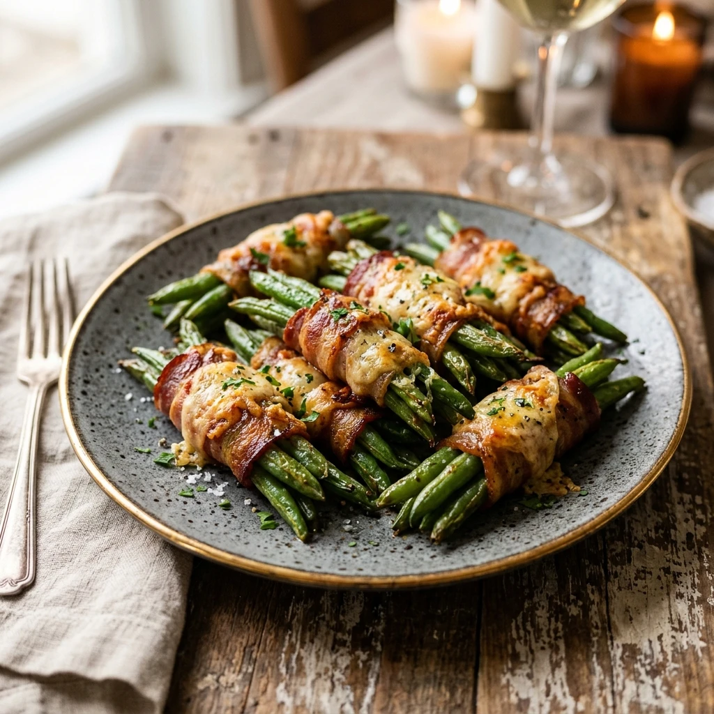 Cheesy Bacon-Wrapped Green Bean Bundles