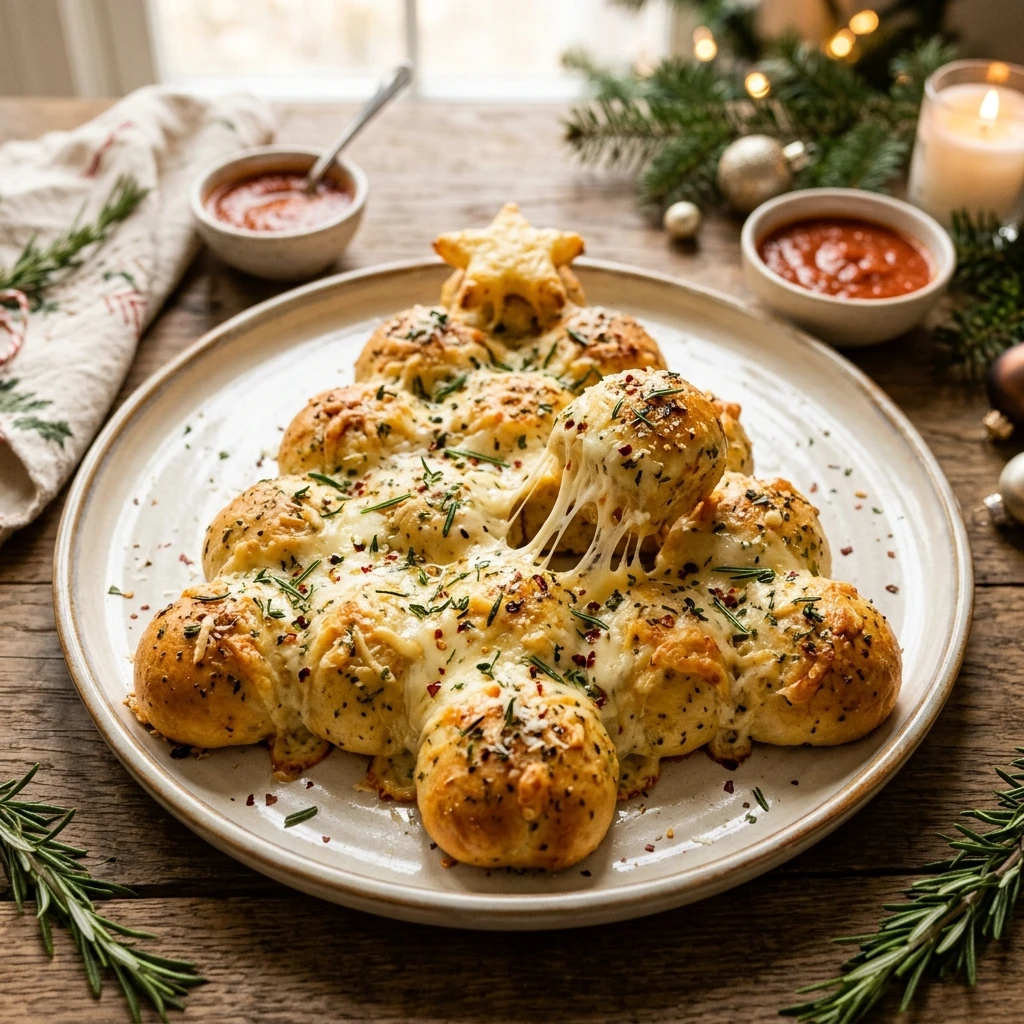 Cheesy Pull-Apart Christmas Tree Bread