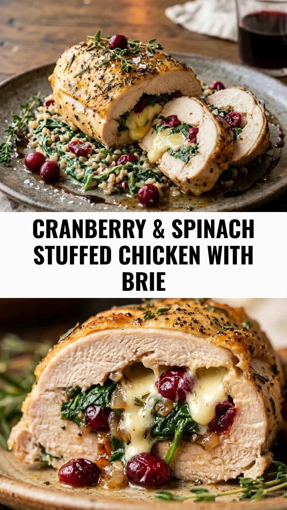 Cranberry & Spinach Stuffed Chicken with Brie