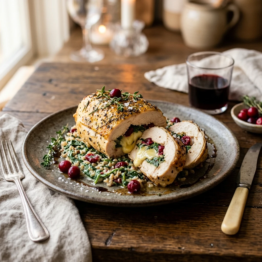 Cranberry & Spinach Stuffed Chicken with Brie