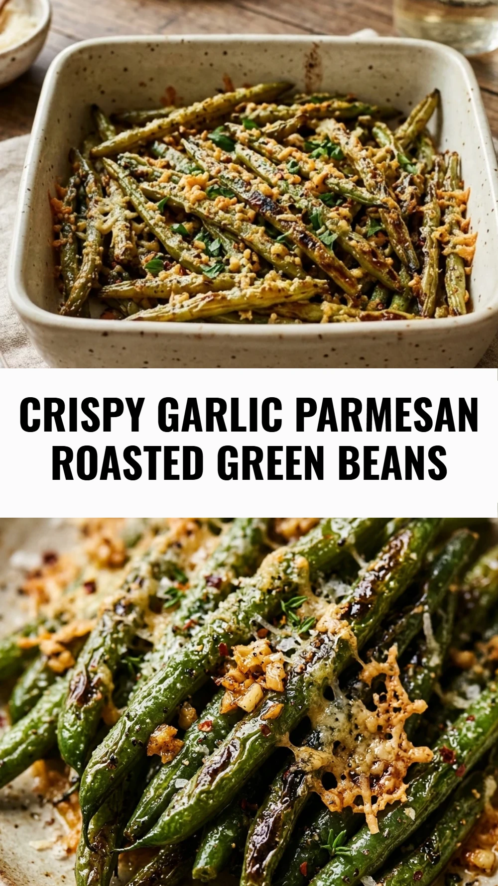 Crispy Garlic Parmesan Roasted Green Beans