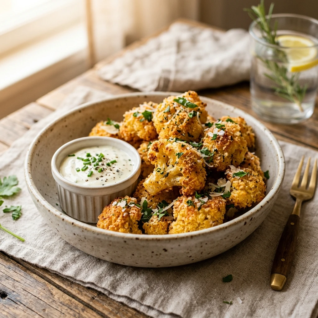 Crispy Parmesan Cauliflower Bites