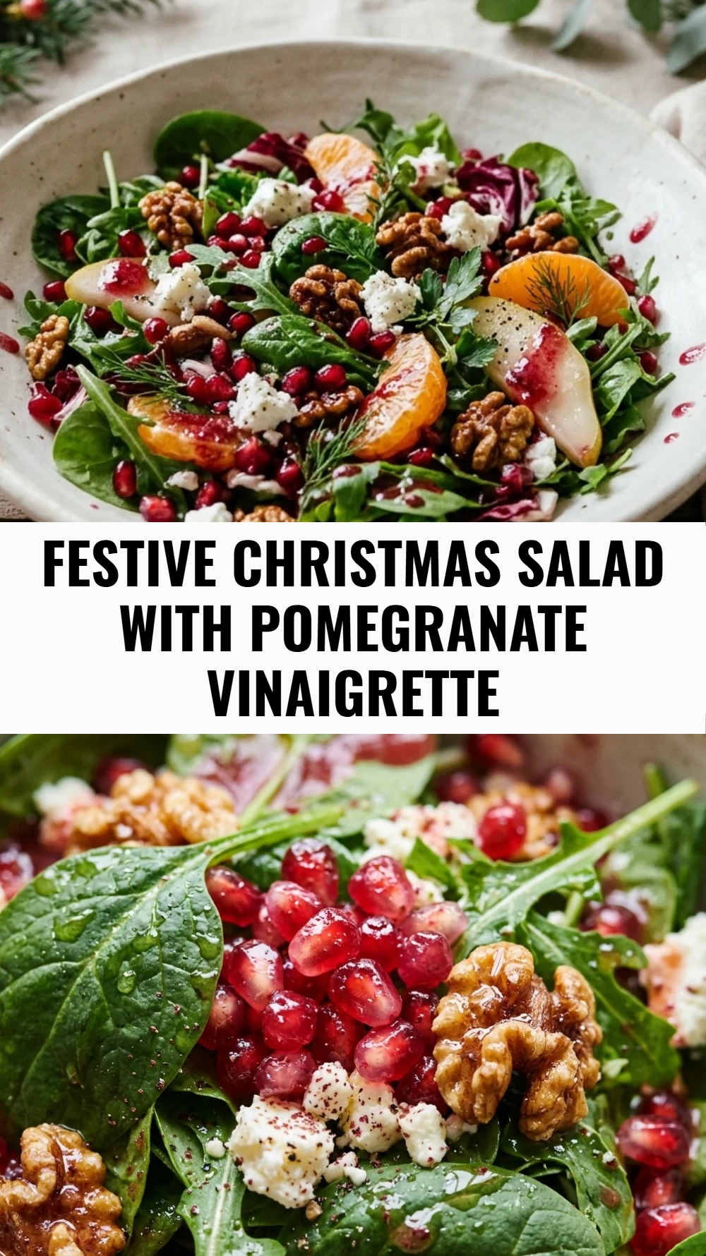 Festive Christmas Salad with Pomegranate Vinaigrette