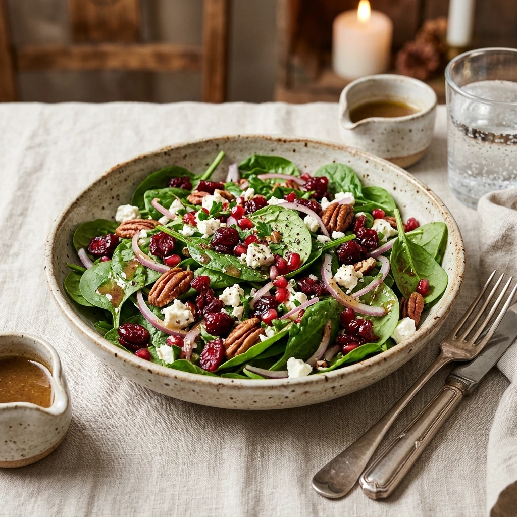 Festive Spinach Cranberry Salad