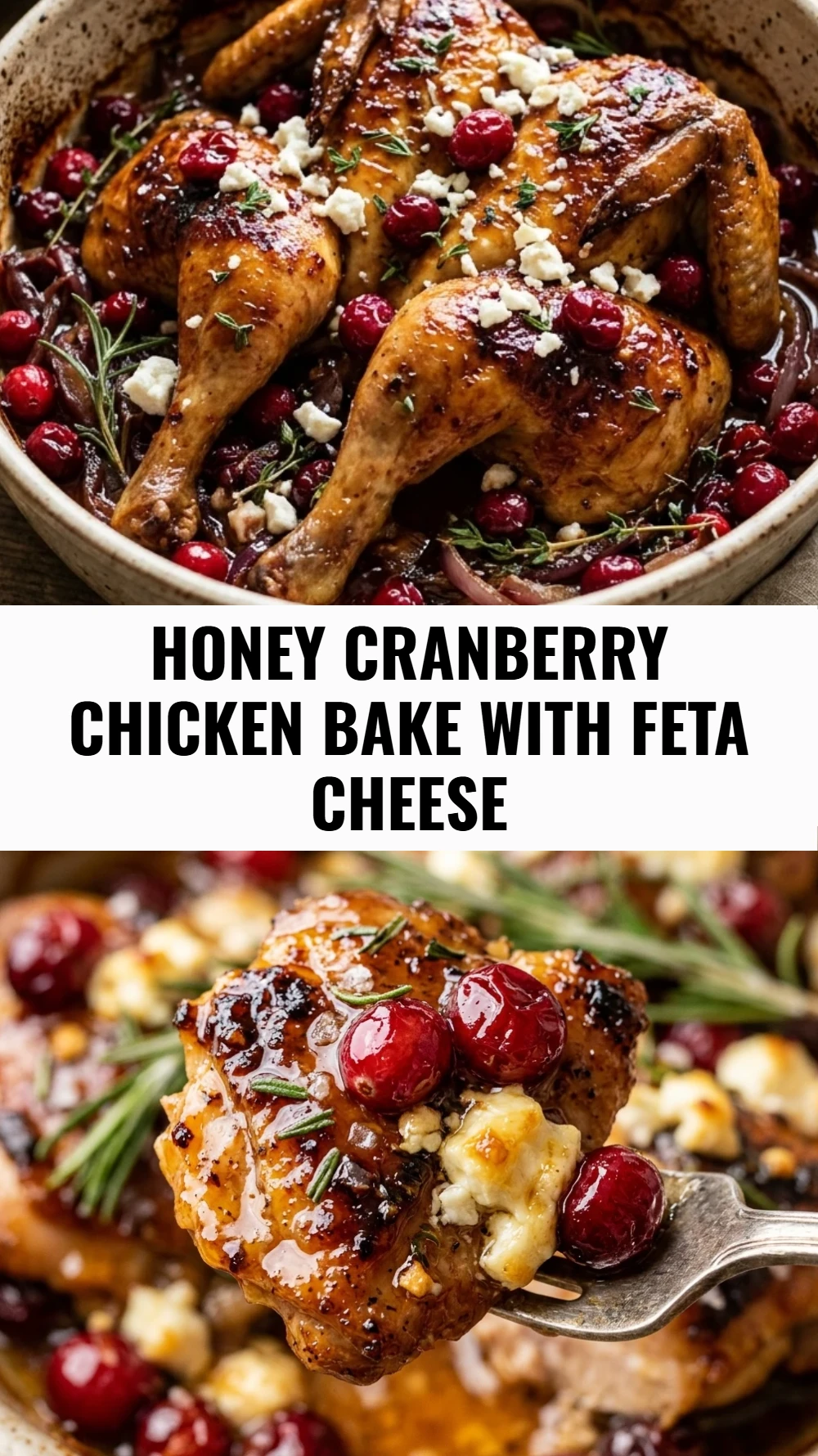 Honey Cranberry Chicken Bake with Feta Cheese
