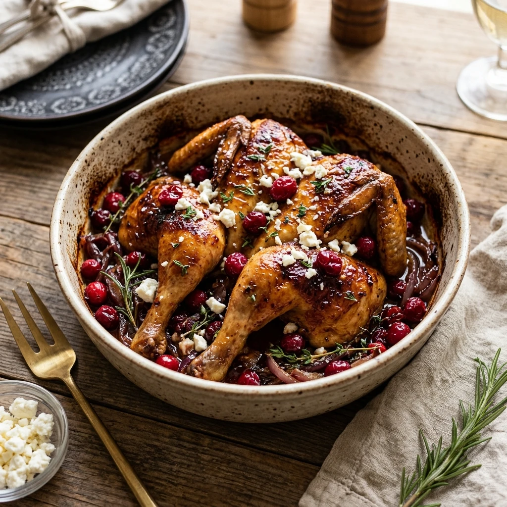 Honey Cranberry Chicken Bake with Feta Cheese