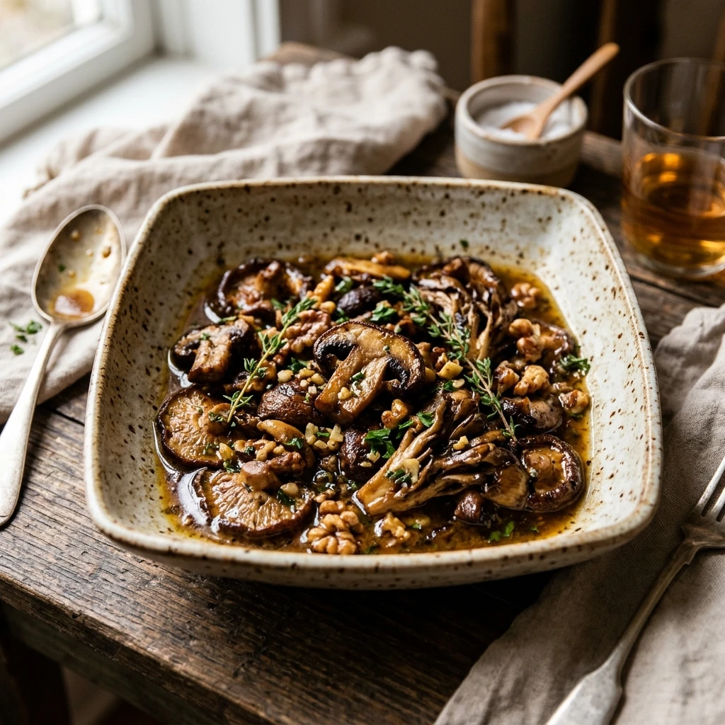 Roasted Mushrooms in a Browned Butter, Garlic and Thyme Sauce