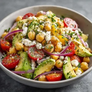 Chickpea Feta Avocado Salad