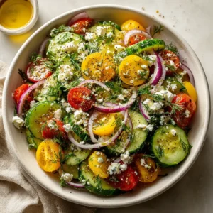 Cucumber Feta Salad With Lemon Greek Vinaigrette