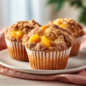 Homemade Peach Cobbler Muffins