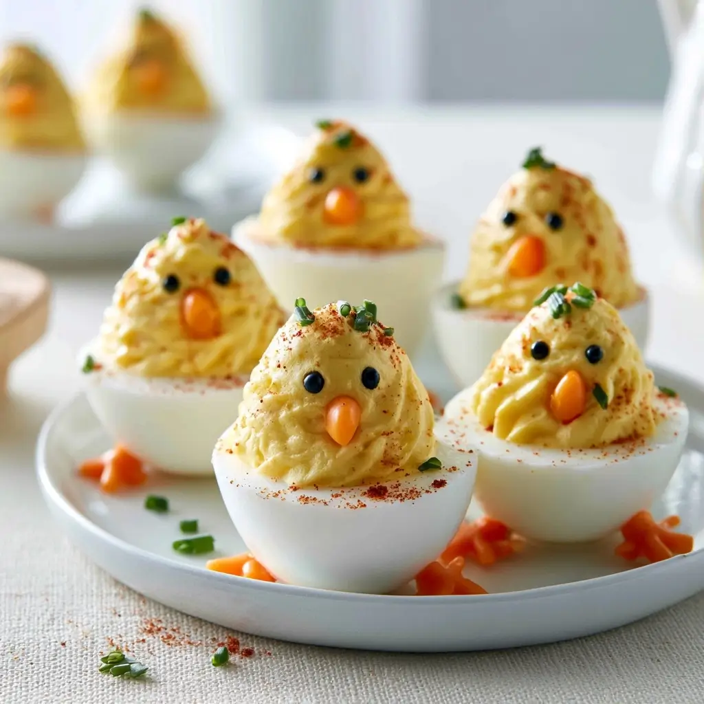 Deviled Egg Chicks With Bell Pepper