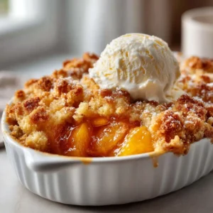 Homemade Peach Dump Cake — Simple 3 Ingredient Dessert