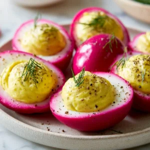 Pink Pickled Deviled Eggs — Stunning Party Appetizer