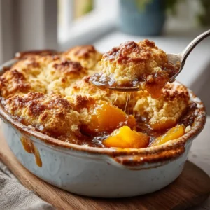 Southern Peach Cobbler With Biscuit Topping