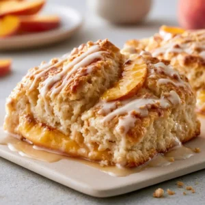 Summer Peach Butter Swim Biscuits With Vanilla Glaze