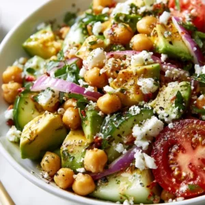 Easy Chickpea Feta Avocado Salad Recipe For High Protein Meal Prep