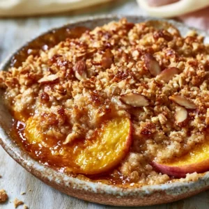 Easy No Peel Fresh Peach Crisp Recipe With Crunchy Oat Almond Streusel