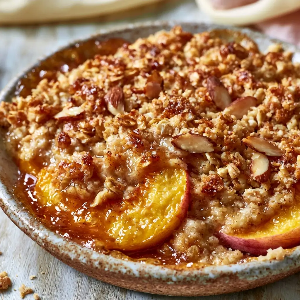 Easy No Peel Fresh Peach Crisp Recipe With Crunchy Oat Almond Streusel