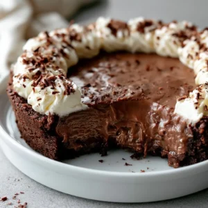 Homemade Chocolate Pudding Pie With Brownie Crust