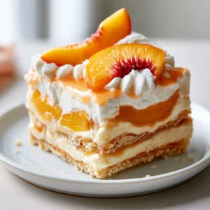 No Bake Fresh Peaches And Cream Dessert