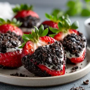 Oreo Truffle Stuffed Strawberries
