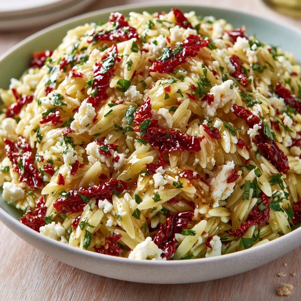 Perfect Orzo Pasta Salad With Feta And Sun Dried Tomatoes