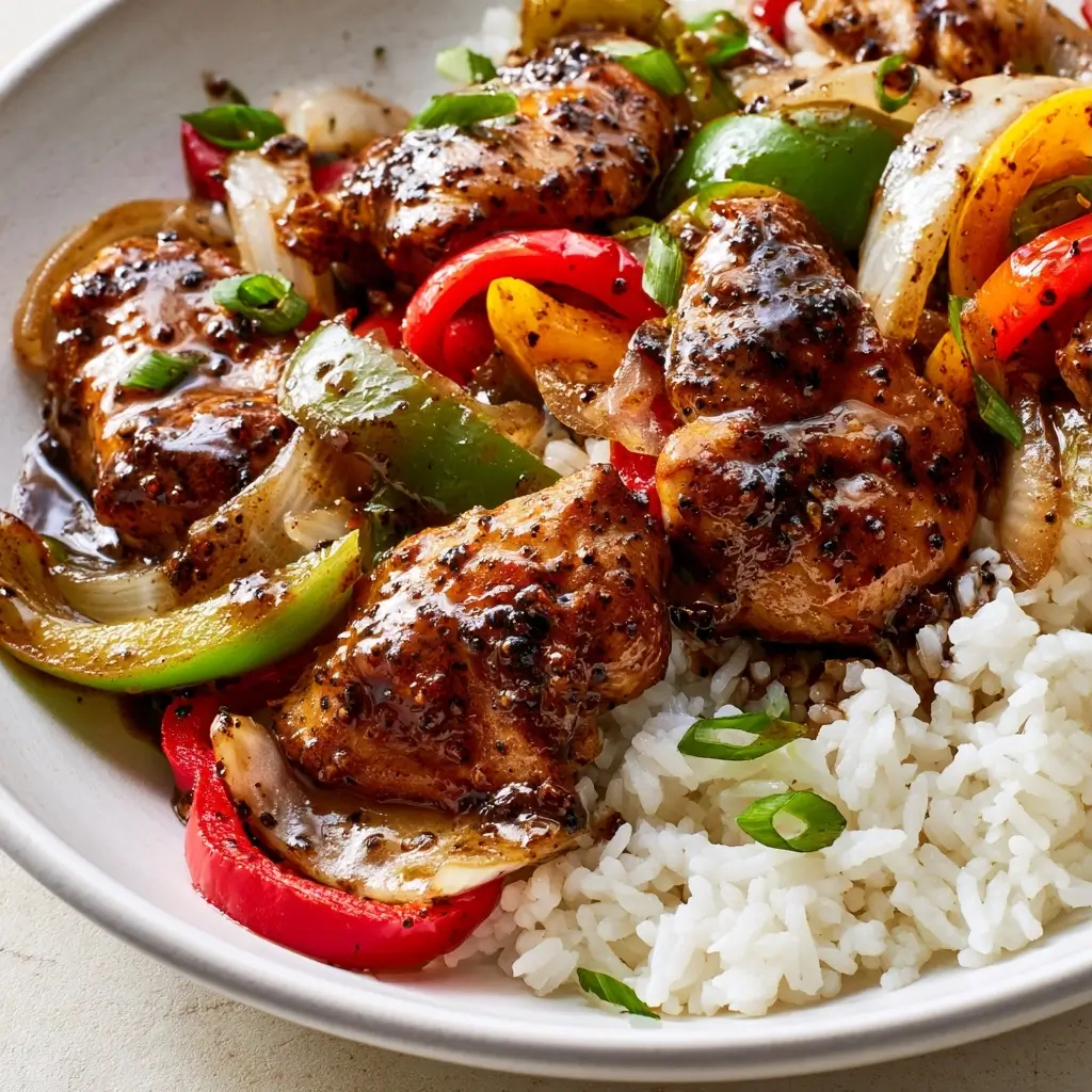 Black Pepper Chicken With Peppers And Onions