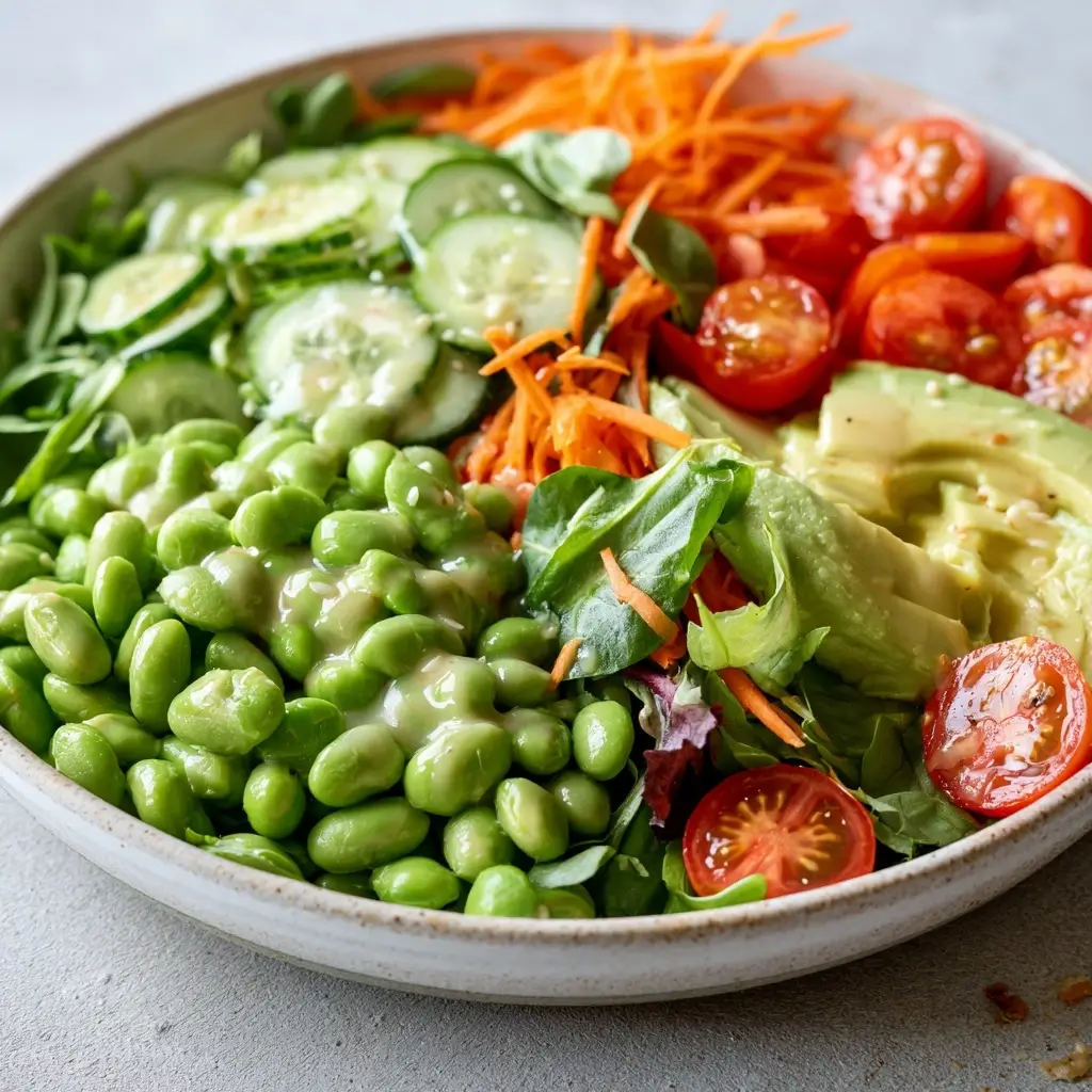 Healthy Edamame Protein Salad Lunch Bowl For Light Summer Meals