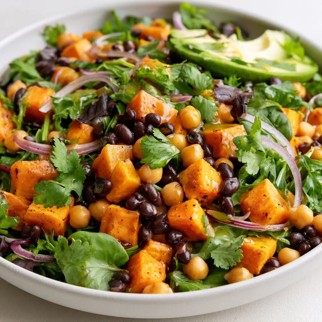 Sweet Potato, Black Bean, And Chickpea Salad