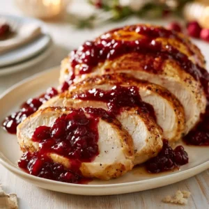 Crock Pot Turkey Breast With Cranberry Gravy For Thanksgiving Main Dish