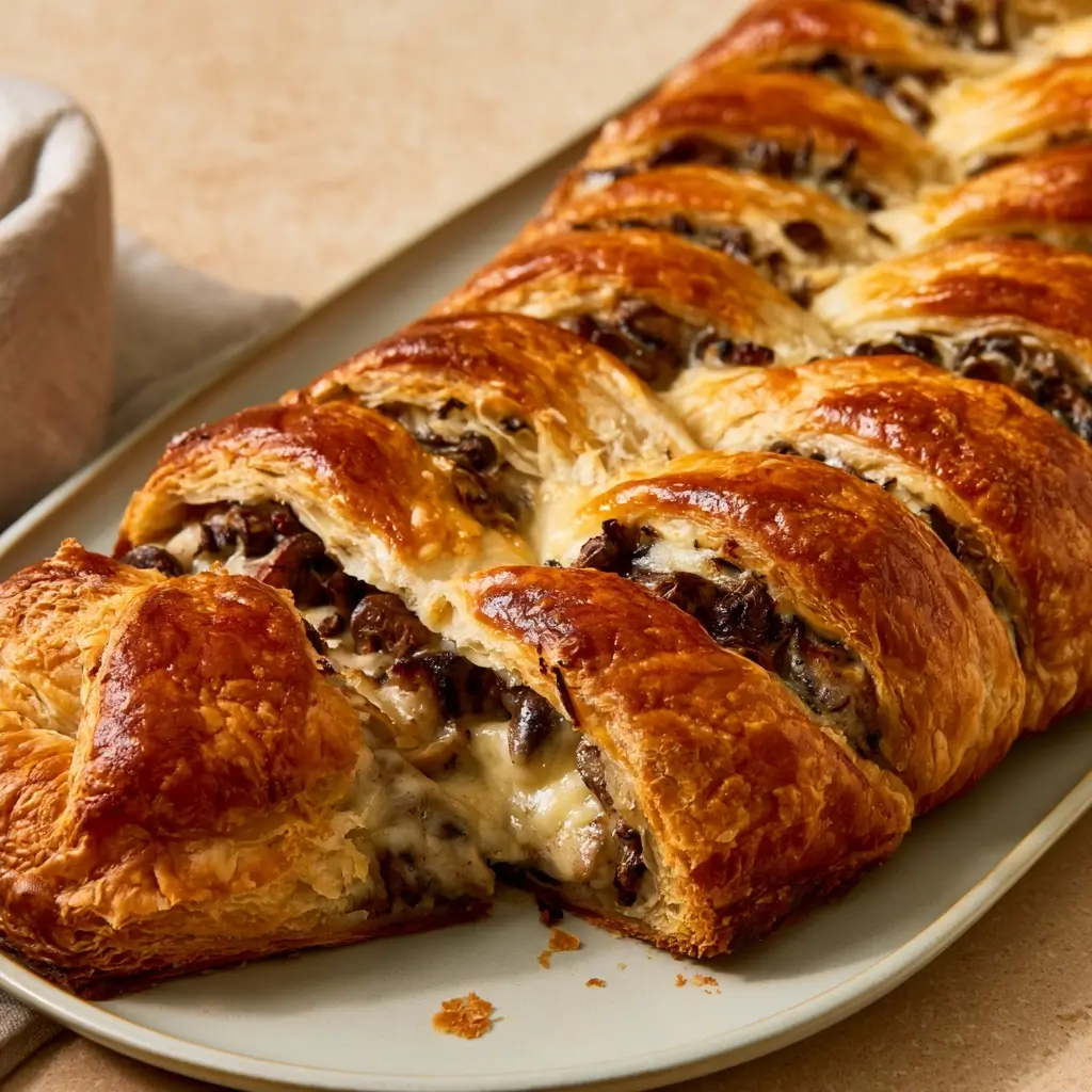 Mushroom & Gruyère Puff Pastry Braid Recipe