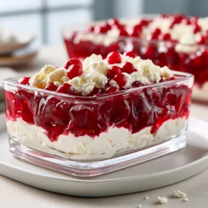 Tangy Cranberry Jello Salad With Cream Cheese Topping For Thanksgiving