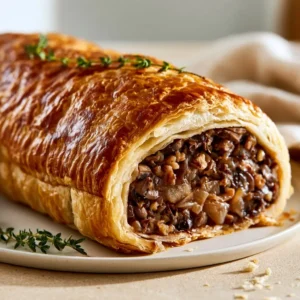 Walnut Mushroom Wellington With Caramelized Onions | Vegetarian Christmas, Meatless Main Dishes,