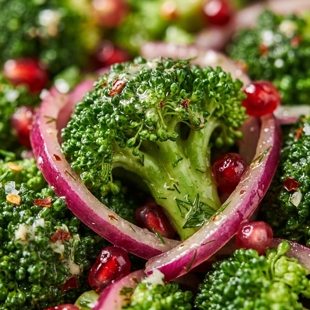 Christmas Salad with Broccoli and Red Onions