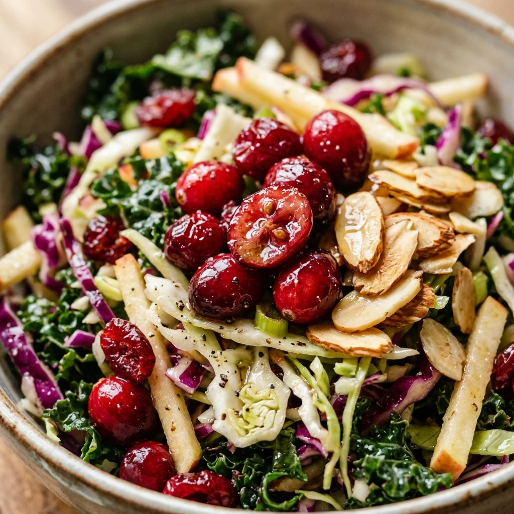 Cranberry Almond Thanksgiving Slaw with Apple Cider Vinaigrette