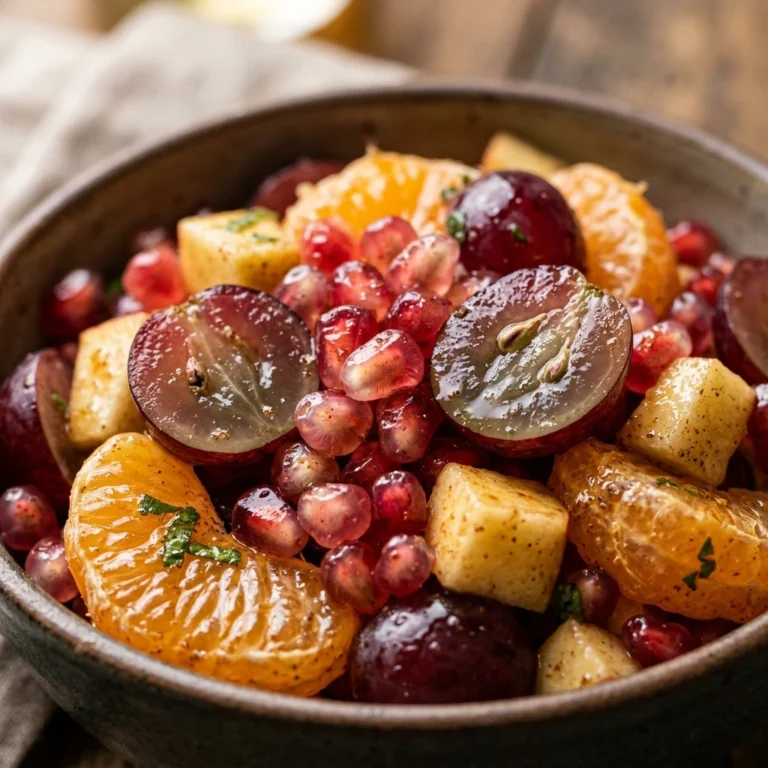Healthy Spiced Fall Fruit Salad: Fuji apple, Red Grapes, Mandarin orange & Pomegranate